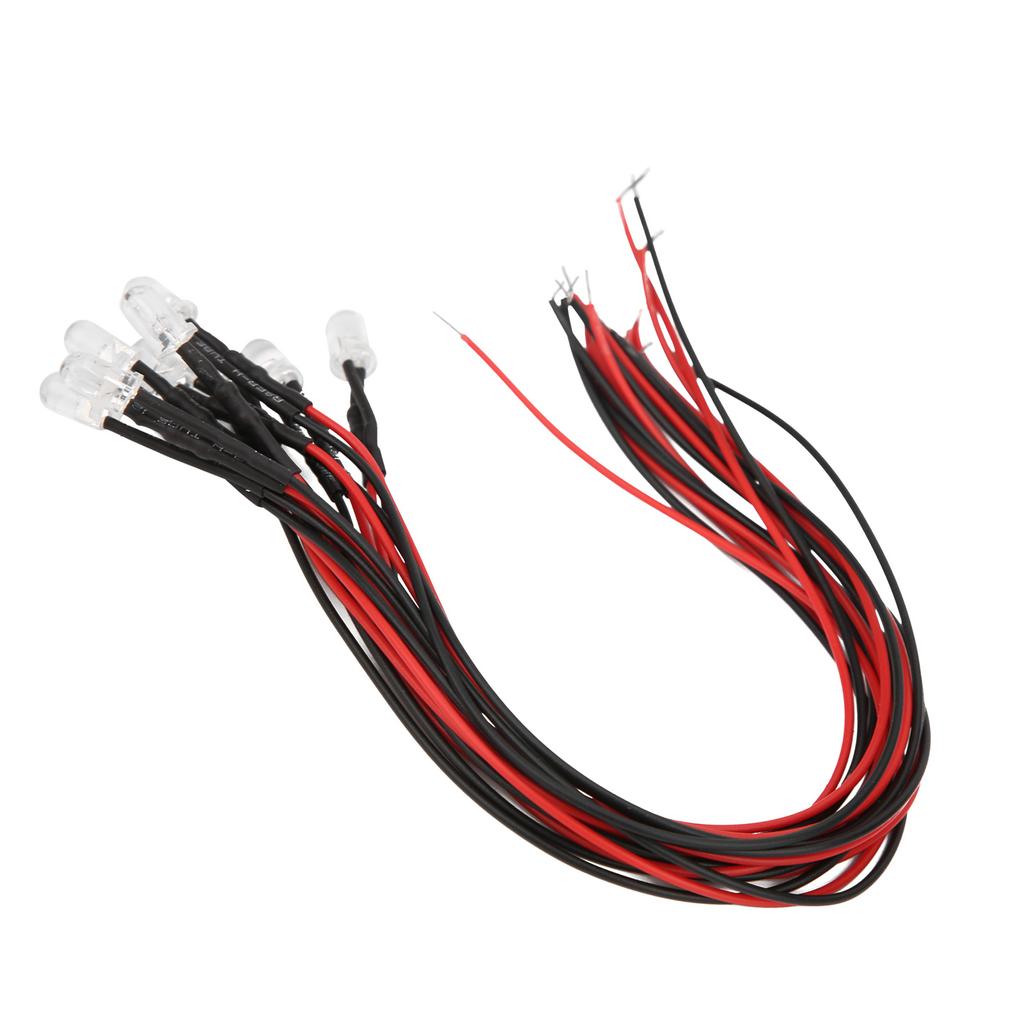 50Pcs Diode Wired Light Emitting Round Head High Brightness In Line LED 20cm 5mm 12V