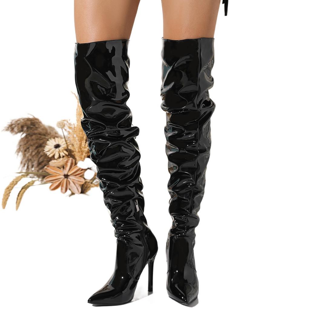 Heels Boots Street Boots High Zipper Stretch Fashion Women's High Heels Boots, Classic