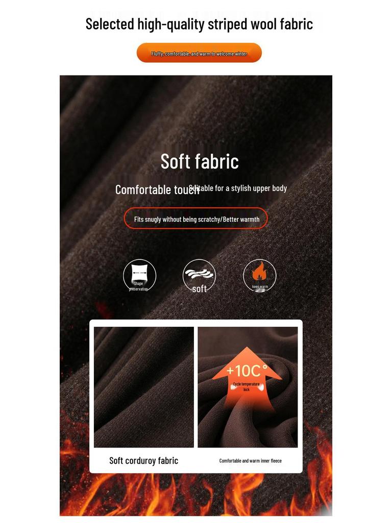 Damen Fleecegefütterte Baguette-Hose: Lässig, Elastischer hoher Bund, Übergröße, Warmes gerades Bein für Herbst/Winter