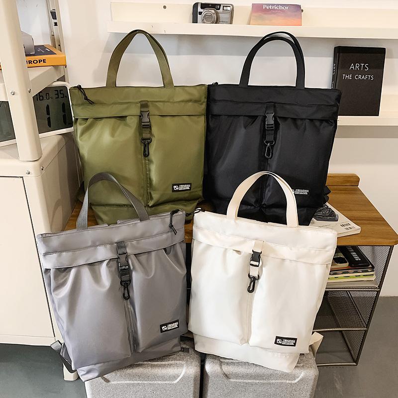 Plecak studencki dla mężczyzn i kobiet do dojazdów, torebka, jednolity kolor, casualowa torba typu tote, duża pojemność, wodoodporny plecak nylonowy