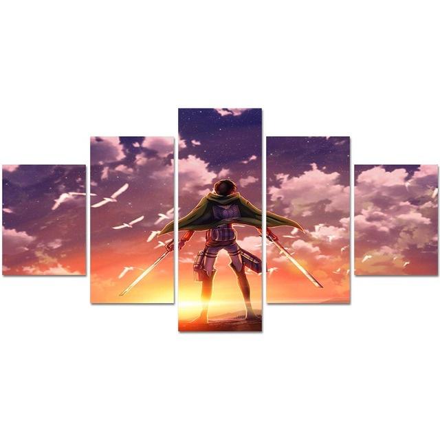 Prints Anime Characters Picture 5 Pieces ATTACK ON TITAN Painting Poster Canvas Modular Wall Art Living Room Home Decor No Frame