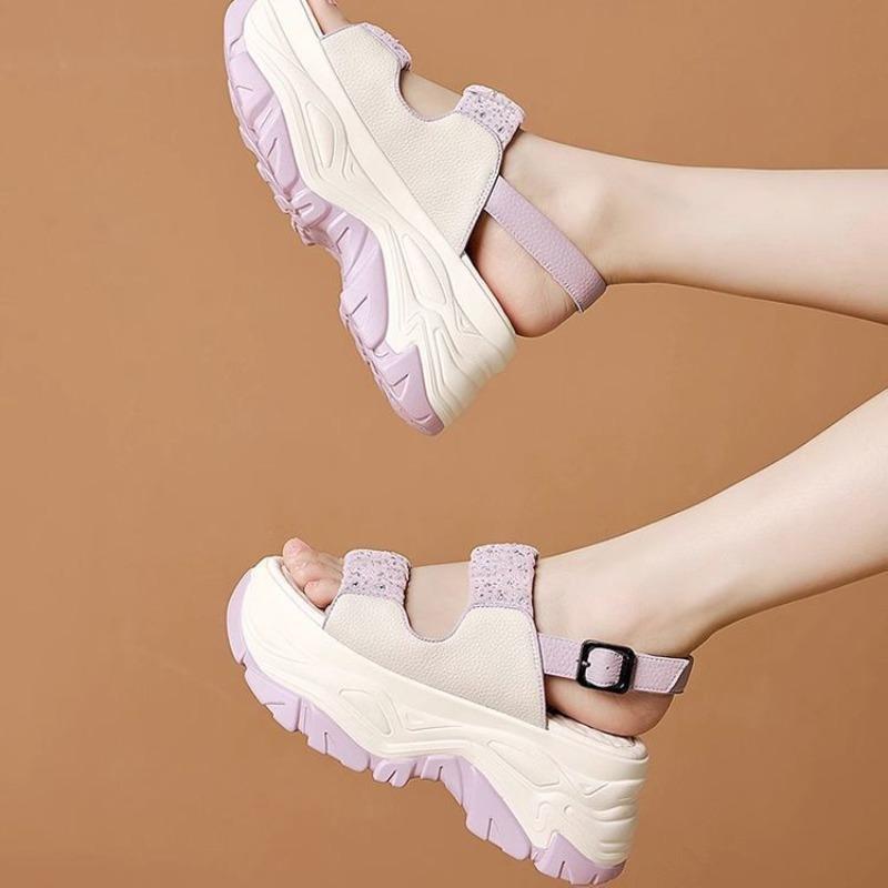 Mote Moderne Kilesandaler for Damer Platform Sommer Nye Høye Sandaler Dame Høydeøkende Sko Damer Tykksålede Sko