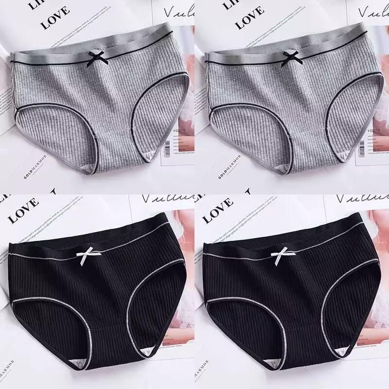 4Pcs/Set Cotton Underwear Women Seamless Briefs Underpants Breathable Mid-Waist Briefs for Female