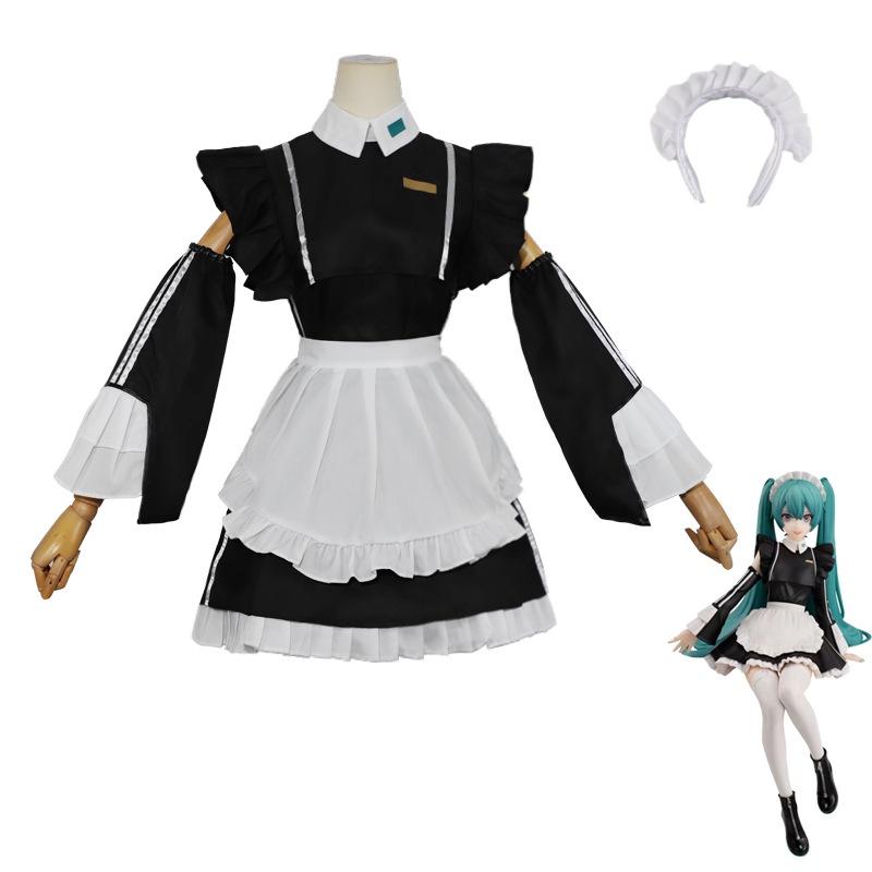 Hatsune Miku Maid Costume Sweet And Charming Black And White Dress For Cosplay Anime Fans