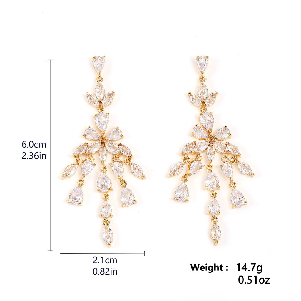 ZAKOL Luxury AAA Cubic Zirconia Chandelier Drop Dangle Earrings for Women Charm Water Drops Crystal Wedding Party Zircon
