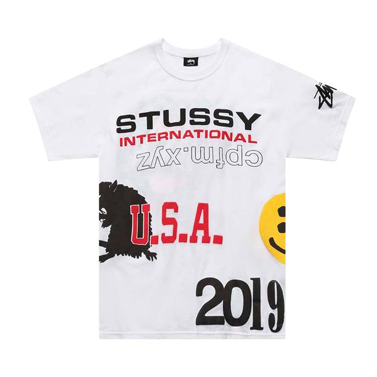 Stussy Solid Color Printed Round Neck American Vintage T-Shirt Men tops 3903488