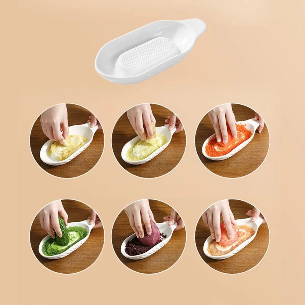 White Food Hand Grinder Portable Porcelain Grater Plate Kitchen Garlic Masher Fruits Processing
