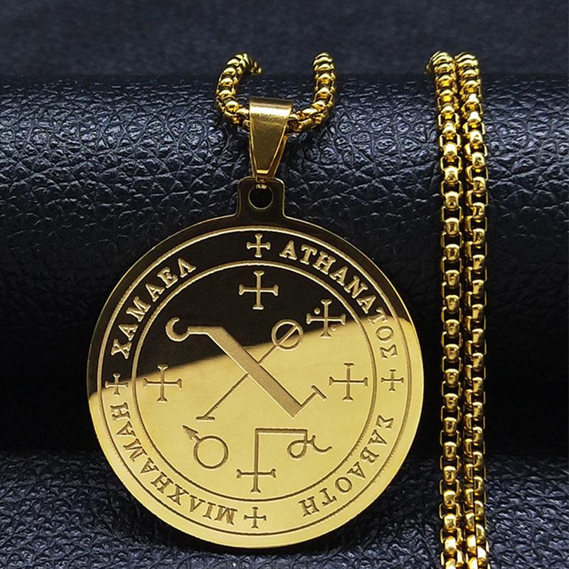 Amulet sedmi archandělů Náhrdelníky z nerezové oceli Muži Pečeť Šalamouna Talisman Náhrdelník Ochrana Obojek hombre N1162S2