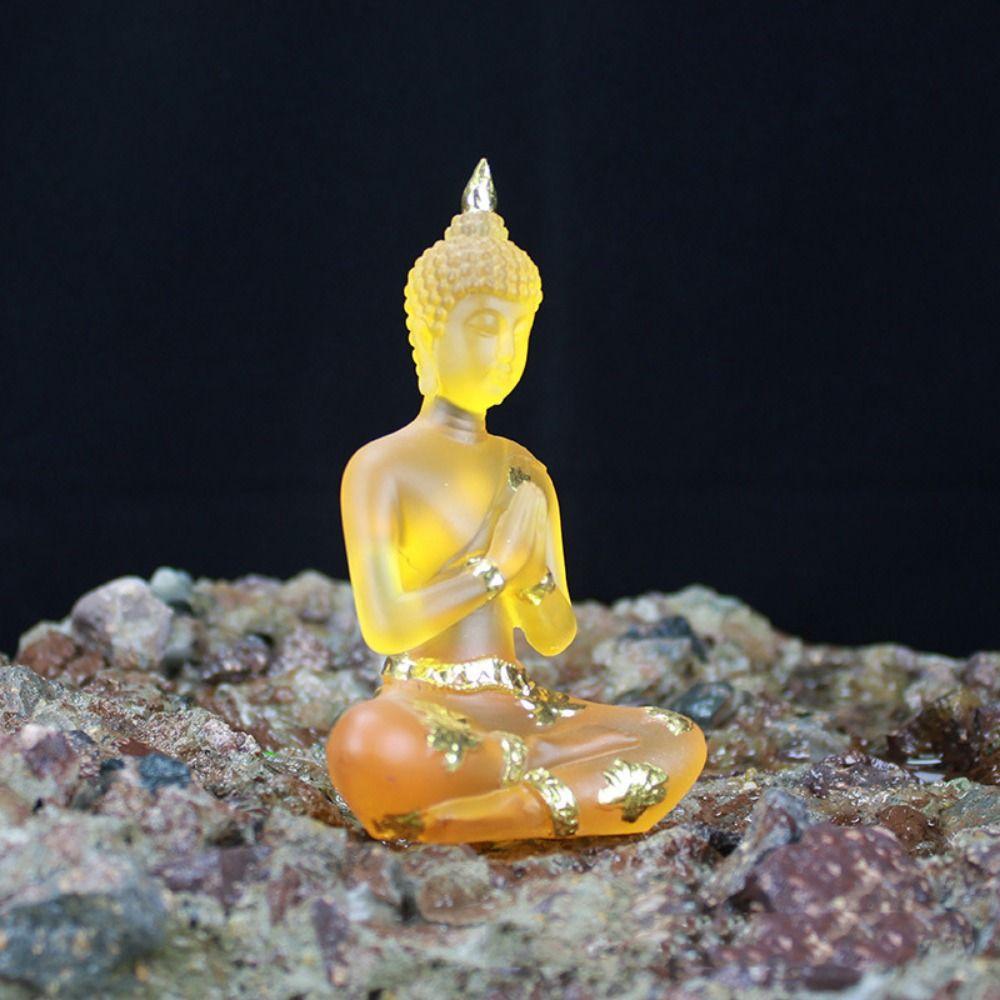Imitation Resin Buddha Figurines Transparent Mini Buddhism Ornament Sitting Buddha Statue  Desktop