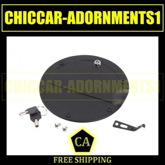 

Black Locking Fuel Gas Filler Tank Door Cap Cover Wkey Trim For Ford F150 15-20