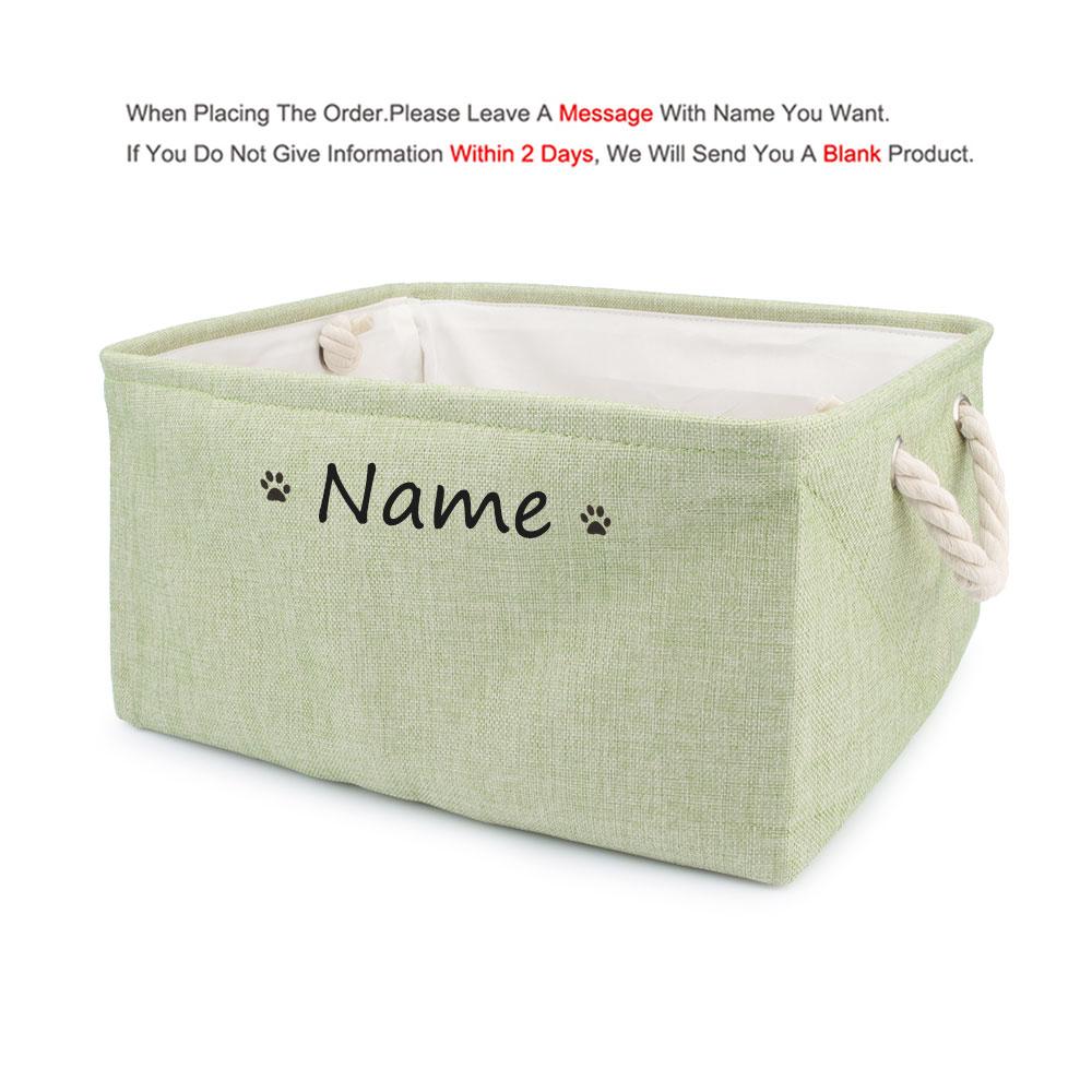 

S/M/L Custom Name Pet Toy Basket Cat Dog Foldable Box Print Storage Baskets For Clothes Pets Accessories S 30x20x12cm светло-зеленый