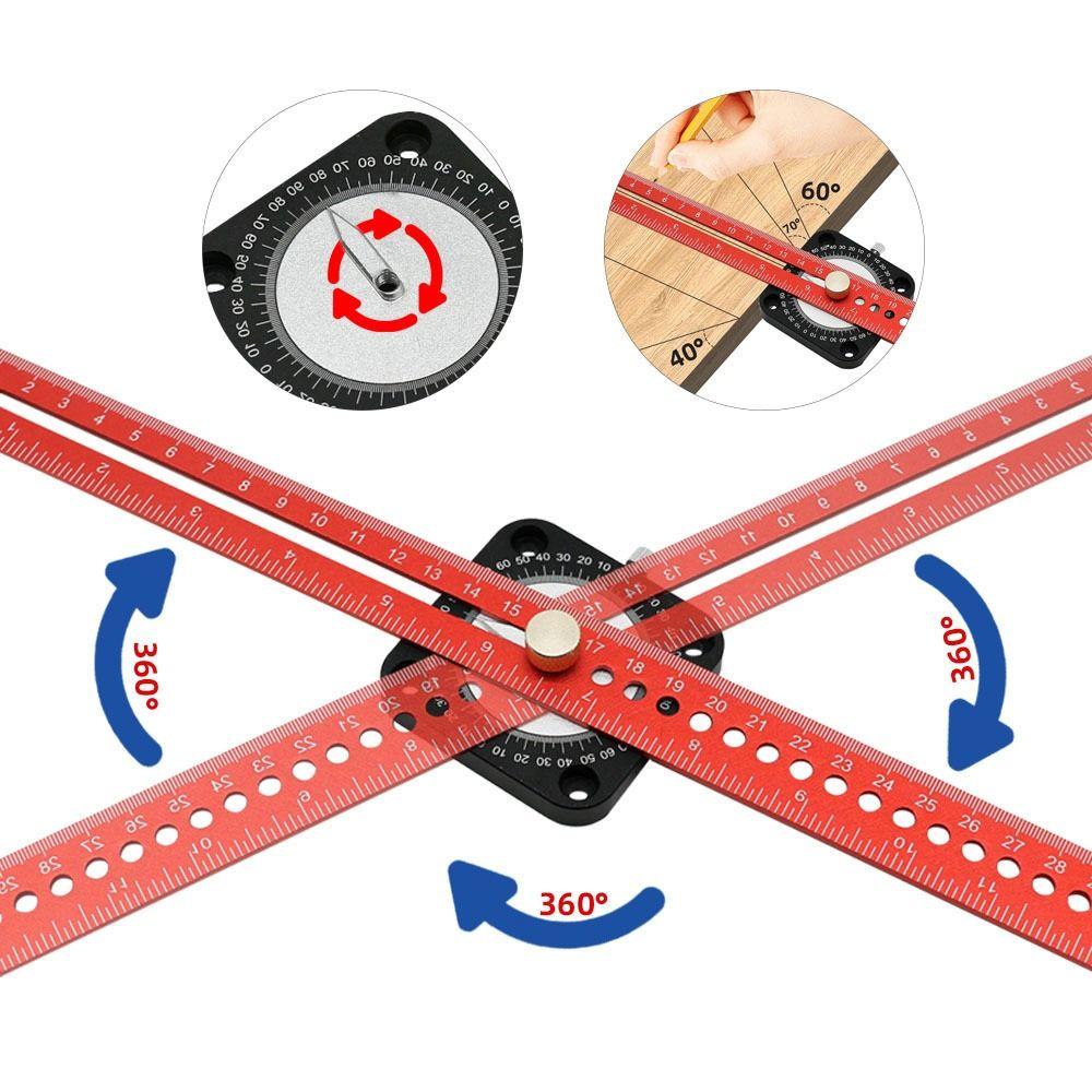 Aluminum Compass Angle Scoring Ruler Adjustable 360° Angle Marking Gauge  Line Drawing