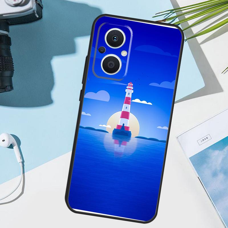 Abstract art highway lighthouse Cover For OPPO Reno 13 F 14 10 11 12 Pro 12F 11F 14F 7 8 Lite OPPO Find X8 X6 X5 X9 Pro Case