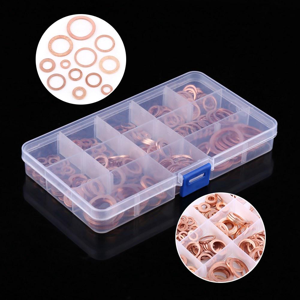 280pcs 12 Sizes Copper Flat Washer Plain Washers With Box Fitting for Screws Bolts Fasteners