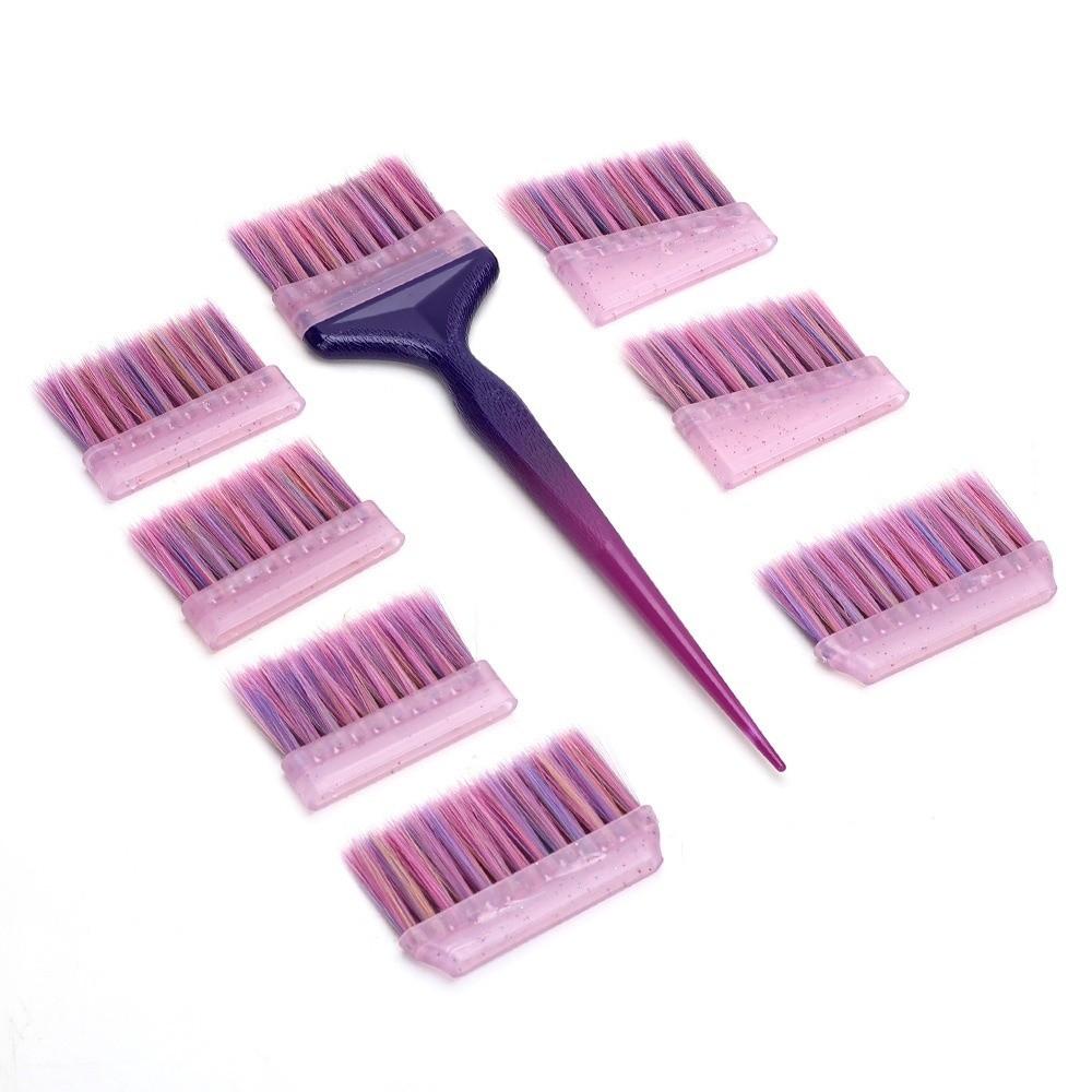 1Set Durable 8pcs Replaceable Brush Head Kit Easy Clean Hairdressing Tinting Coloring Tools  Salon
