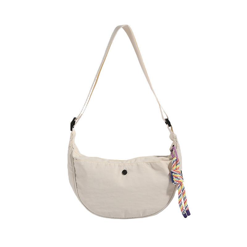 Elegant Nylon Crescent Bag Stylish Streetwear Trendy Design With Stitching Details