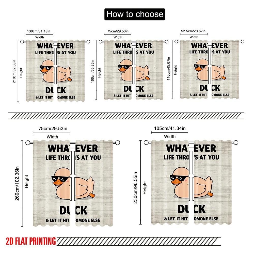 2pcs 2D Flat Printing Curtain Whatever Life Throws Duck Polyester Without Electricity Family Party Use for Outdoor and Home