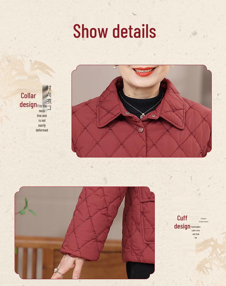 Mom's Winter Wardrobe: Lightweight Cotton-Padded Jacket for Mid-Aged and Elderly Women