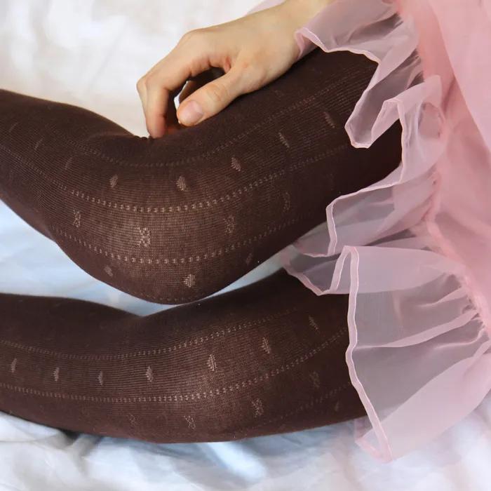 Mini Heart Line Stockings (Brown)