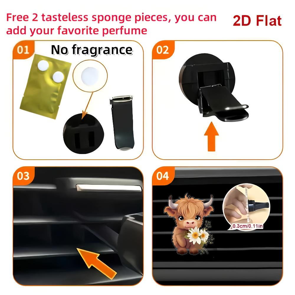 Diffusore decorativo a clip per bocchetta d'aria per auto, motivo piatto 2D a forma di polpaccio (fragranza non inclusa), clip decorativa per bocchetta d'aria dell'auto, diffusore di aromaterapia per auto