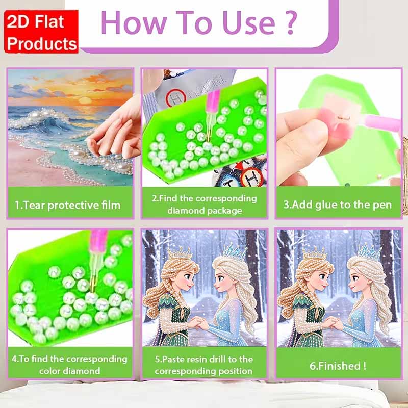 Disney Pearl Painting Frozen Anna and Elsa DIY Pearl Painting Gem Art Pearl Dot Painting Picture Crafts Adult Beginner Gifts Home Decor