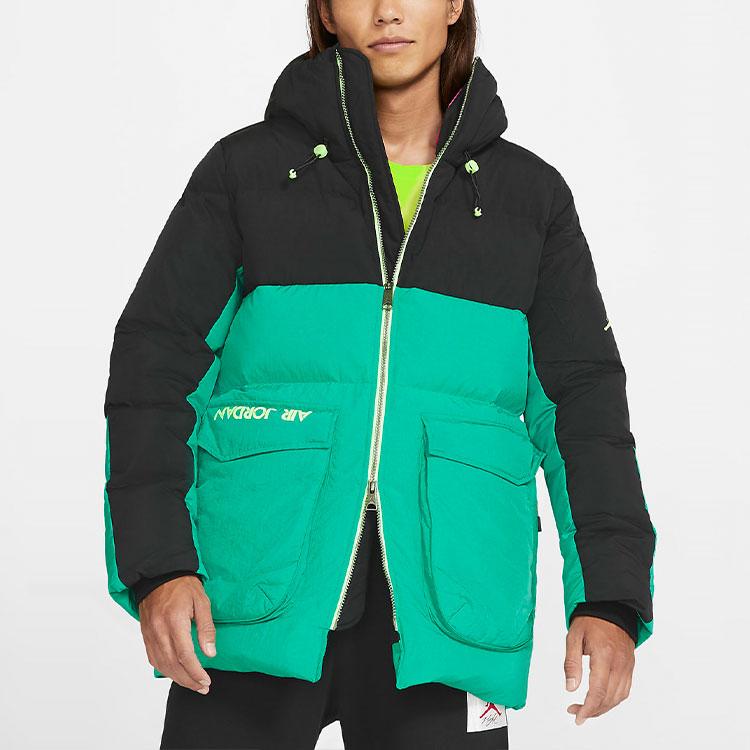 Jordan Neformální sportovní bunda s kapucí Pánské svrchní oblečení Černá Zelená CK6662-011