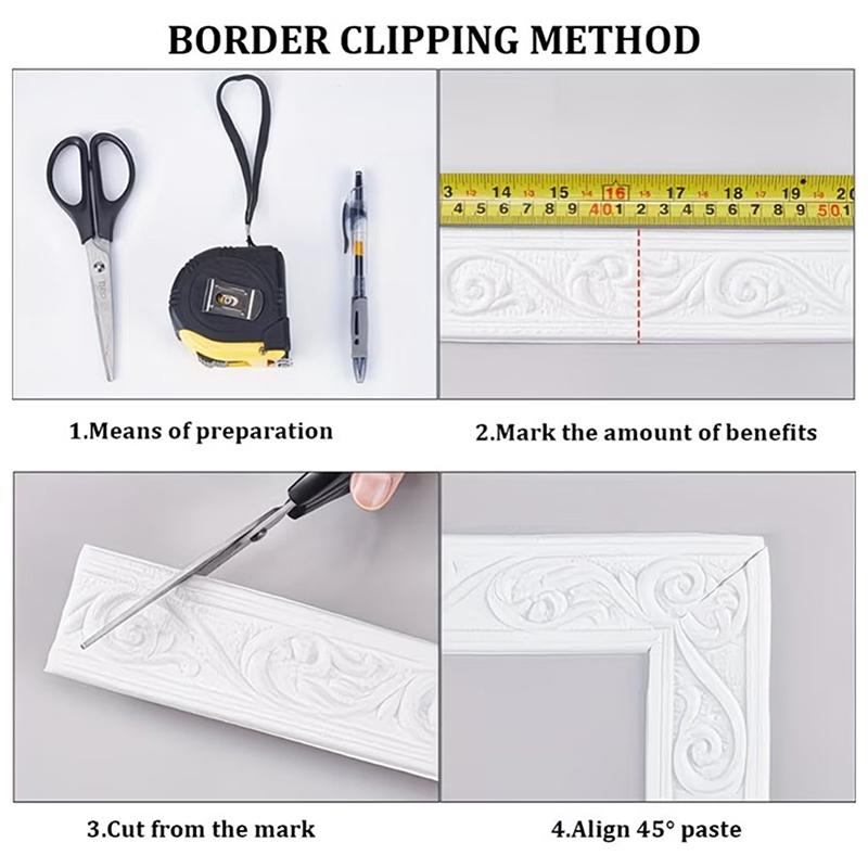 230cm 3D geprägte Schaumstoff Wanddekoration Selbstklebende Rückwandleiste, Dekorative Tapetenbordüre, Sockelleiste Hausdekoration