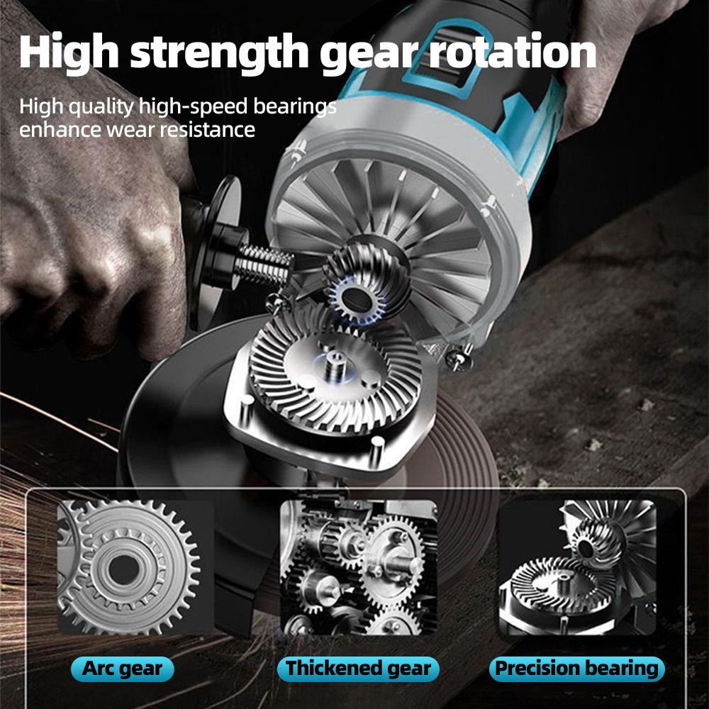 21V 125mm Brushless Electric Angle Grinder Woodworking Cutting Polishing Machine Cordless High Power Tool for Makita 18V Battery