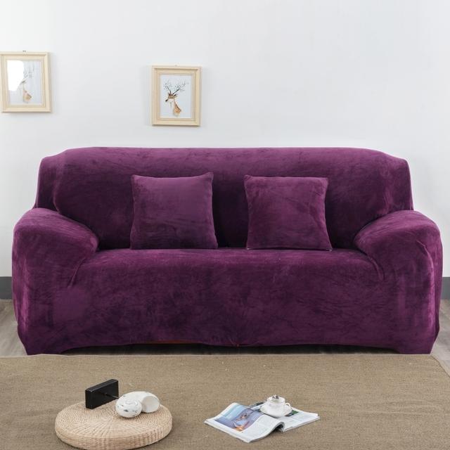 Levivel Velvet Plush Thicken Sofa Cover Simple Color L Shaped Corner Flexible Slipcover Stretch Couch Covers For Living Room Room 1pc