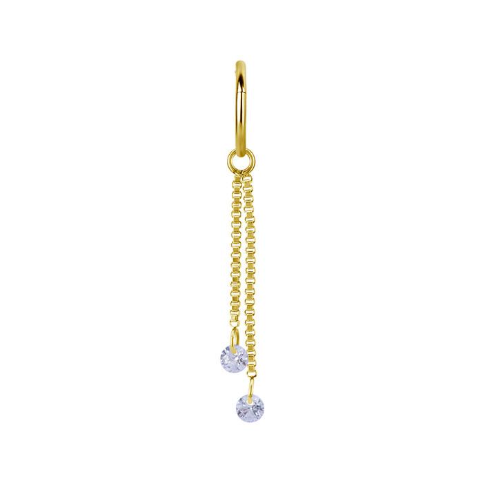 Charm Chain With White Zircons - Gold - D-071 25 Mm