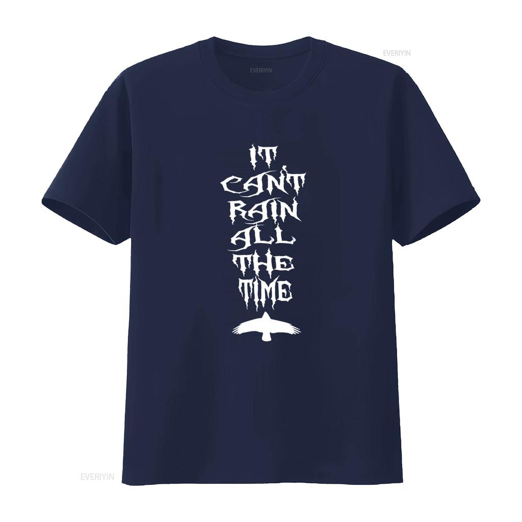 It Cant Rain All The Time Gothic Style T Shirt with Raven Print vintage Washed streetwear Comfortable Top For Everyday Wear