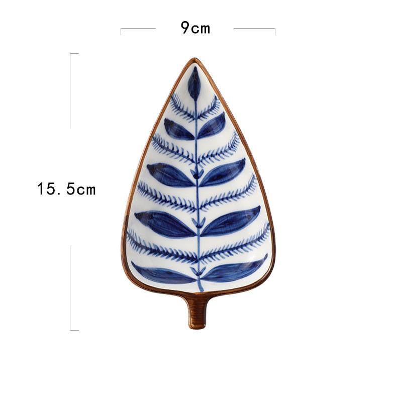 Creative Japanese Leaf Shape Ceramic Multi-grid Dried Fruit Dish Sushi Snack Plate Sauce Dish Set Home Deco