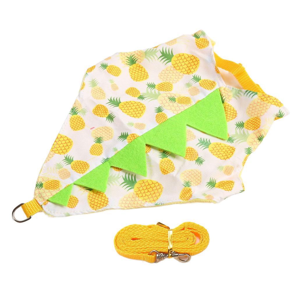 Rabbit Clothes Leash and Harness Set Soft Polyester Warm Yellow Pineapple Pattern Adjustable Rabbit Costume Harness S