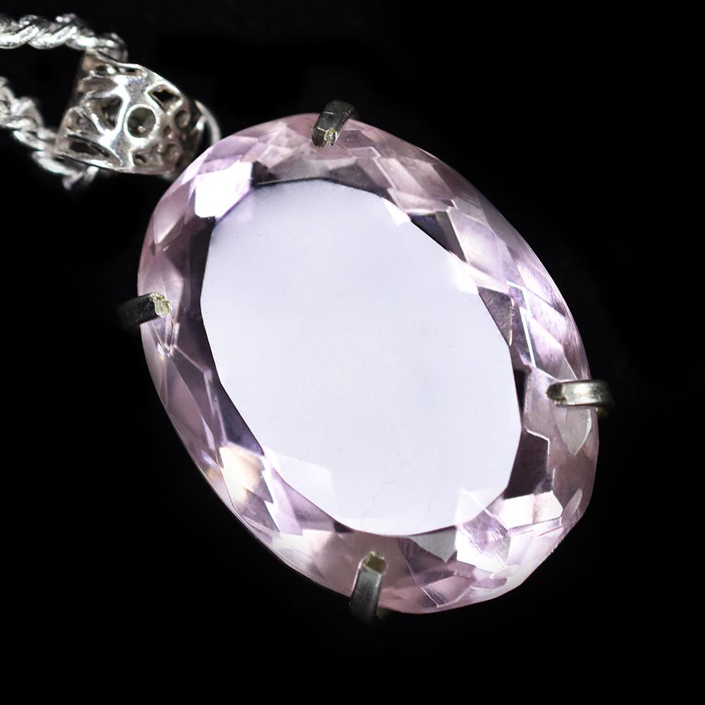 

Lab Created 95.3 Ct CERTIFIED Pink Sapphire 925 Sterling Silver Oval Pendant MY-PD-117-NS 33.4 mm Approx.