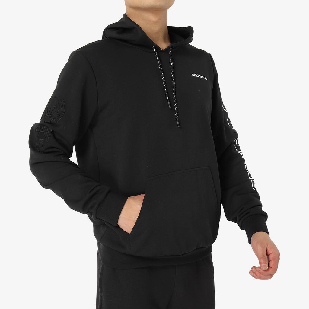 Adidas Neo Logo Print Hoodie Pullover Men Hoodies Black DX0053