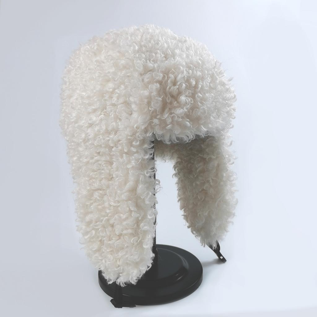 New Cute Fur Autumn and Winter Aviator Hat, Lamb Wool Imitation Fur Plush Warm Winter Ear Protection Hat