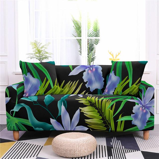 

Еластичні чохли для диванів для вітальні. Різнокольорові листя з принтом. Чохол для дивана L-форми. Секційний захисний диван для домашнього готельного декору. 4 seat 235-300cm