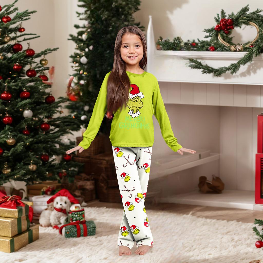 Parent-child Christmas Print Home Suit Long-sleeved Top And Pants