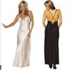 Robe de nuit longue en soie avec bretelles à fil d'or - Pyjama Style Européen & Américain 6004