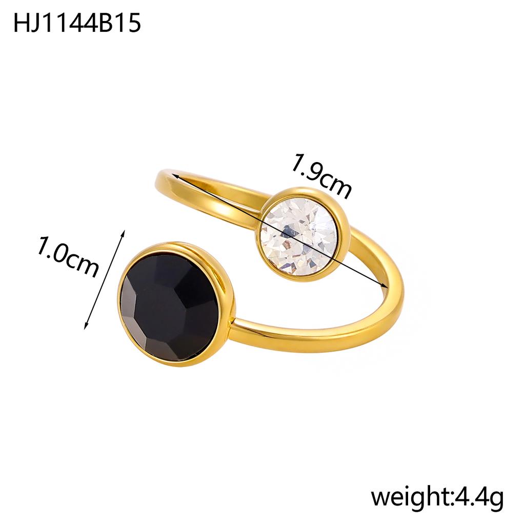 CARLIDANA Delicate Round Zirconia Stainless Steel Gold Color Adjustable Fashion Open Ring High Quality Chic Women Jewelry