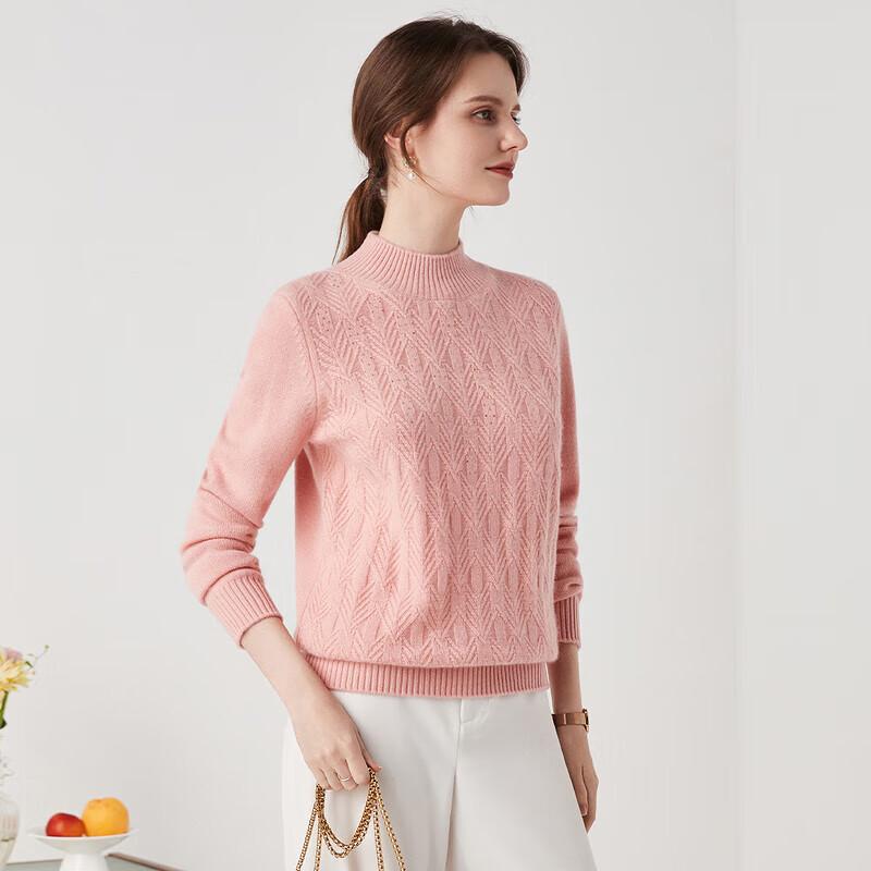 Zhaojun Women's Embellished Mock Neck Pure Cashmere Sweater