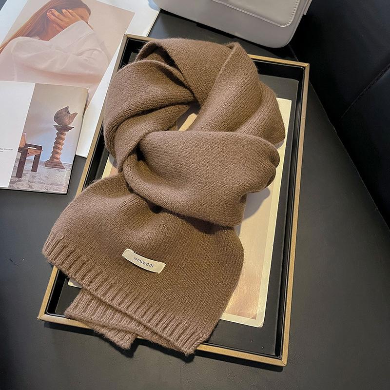Winter Women Scarf Warm 100% Wool Knitted Shawls Casual Brand Neckerchief Cashmere Shawl Wrap Fashion Red Students Scarves