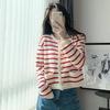 Women Stripe Knitted Cardigans Spring Autumn O-neck Single Breasted Long Sleeve Crop Tops Fashion Casual Chic Female Sweaters