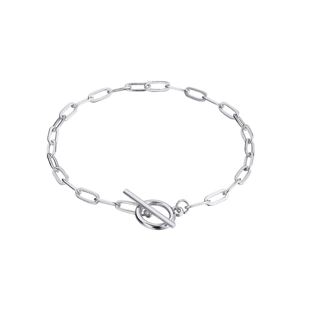 Oval Link Chain Bracelet with OT Clasp in Stainless Steel - European and American Style