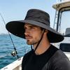 Summer Foldable Bucket Hat, Extra Large Brim Sun Protection Hat, Fisherman Hat with Adjustable Windproof Rope, for Hiking Beach Gardening Outdoor