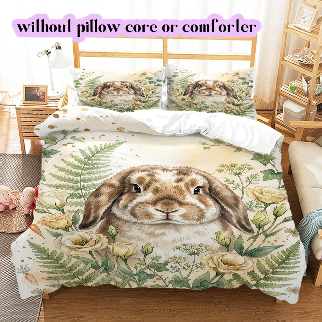 Watercolor Animal Painting Pattern Bedding,Quilt Set Quilt Cover Pillowcase Home Birthday Gift (1*duvet Cover+2*pillowcase,without Core)