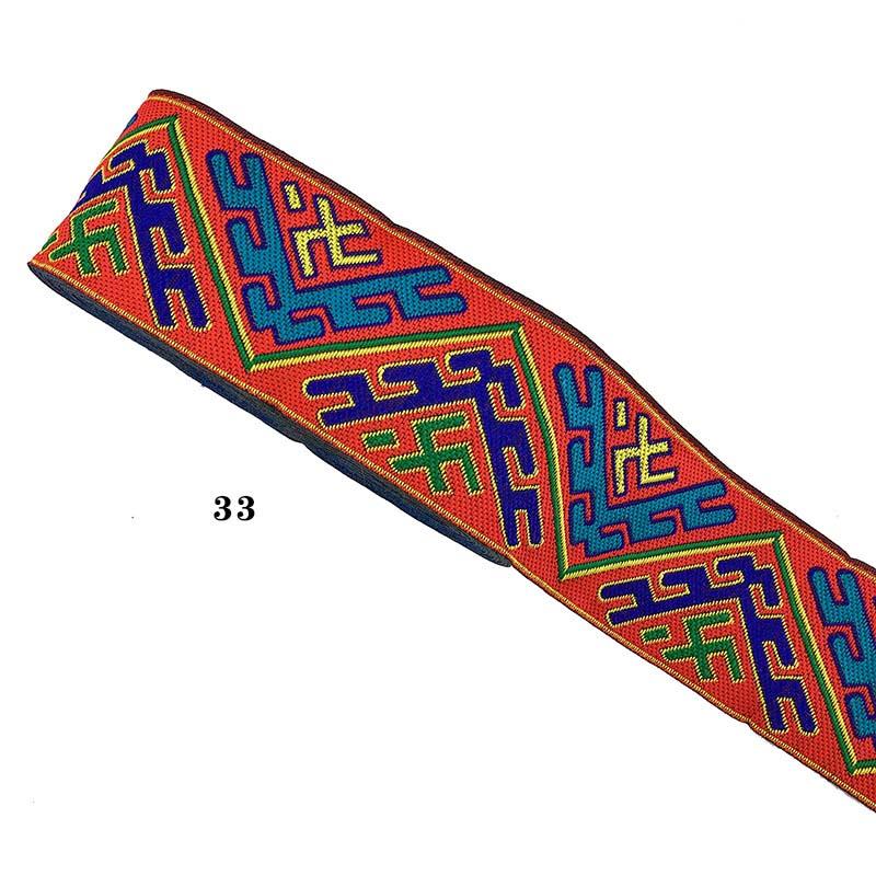 Cinta de Pasamanería Bordada Jacquard de Encaje Étnico para Adorno de Borde de Cuello de Vestimenta de Ropa Nacional Tradicional de Bricolaje de 5 cm