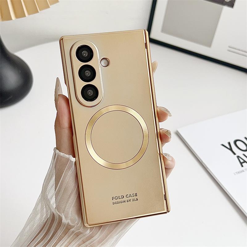 

Для Samsung Galaxy Z Fold 7 6 5 Электролитическое Покрытие Магнитная Металлическая Краска Закаленное Стекло Передняя Пленка Защитный от Падений Чехол для Складного Телефона For Galaxy Z Fold 5
