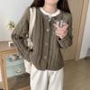 Twist knitted cardigan women's autumn and winter new versatile outerwear top thickened loose lazy wind sweater jacket