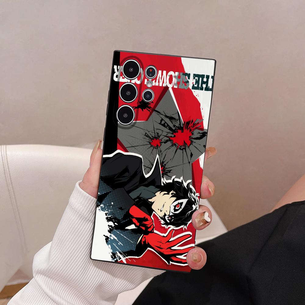 P-Persona 5 Anime Phone Case For Samsung Galaxy S25 S24 S22 S23 Ultra S21 S20 Plus 5G Frosted Non-Slip Full Cover Soft Case